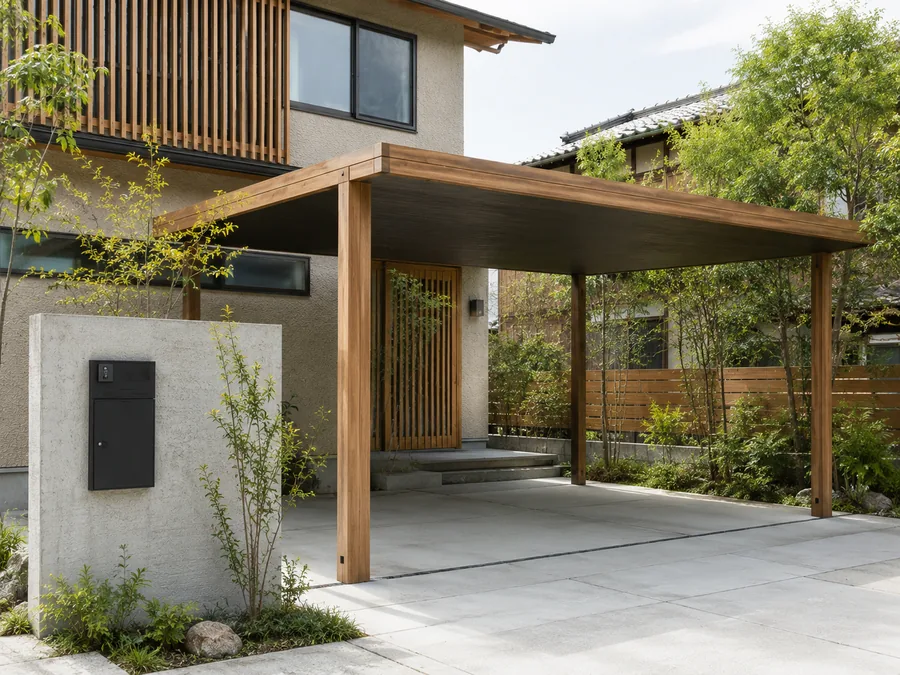 Woodgrain carport