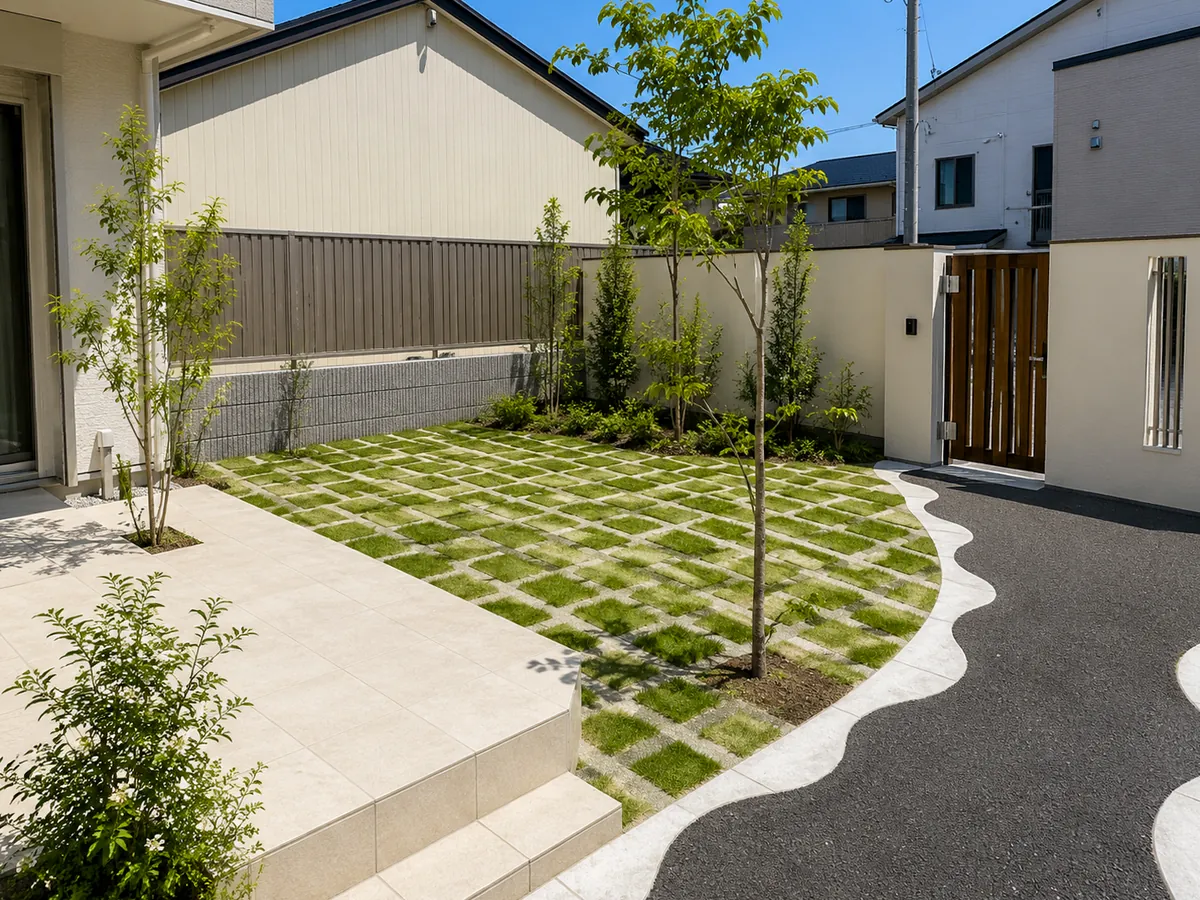 緑と曲線が描く優しいラインの施工事例