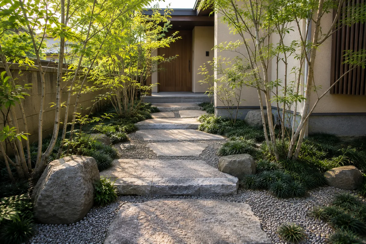 Stepping-stone approach to the entrance — landscaping craft